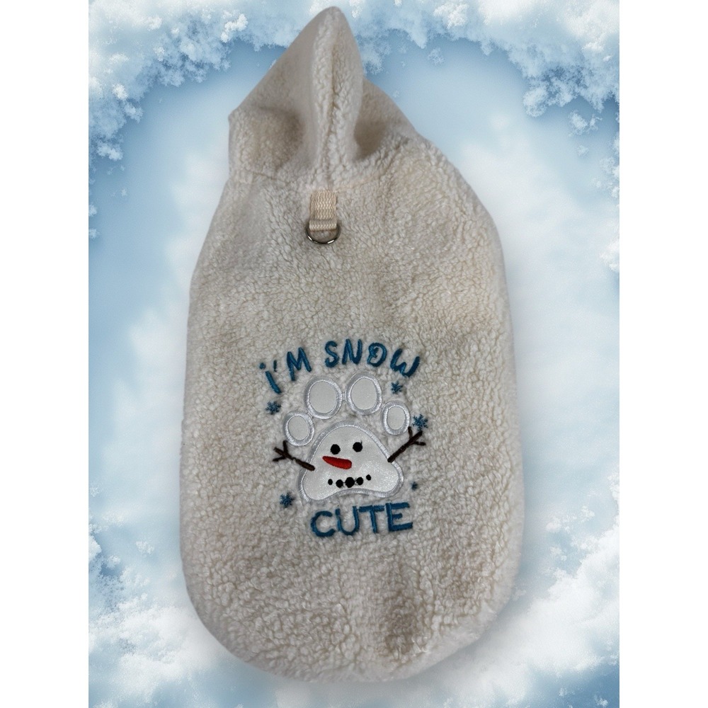 Plush Sherpa I'm Snow Cute‎ Dog Hooded Jacket Coat Snowman Winter Size Large